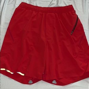 Men’s Lululemon red gym shorts worn a few times